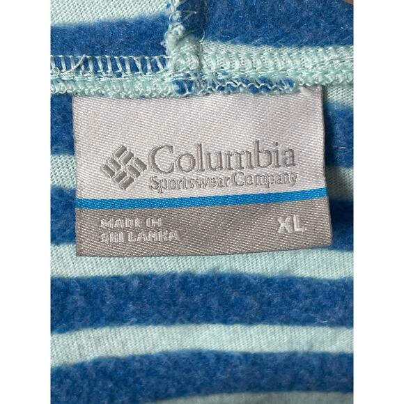Columbia Blue Full Zip Hoodie Sweatshirt Cropped Striped XL Melody Jacket - Picture 3 of 4